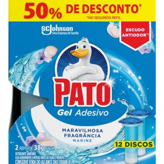 Desodorizador de Vaso Sanitario Pato Gel Adesivo 2 Refis Marine 12 Discos