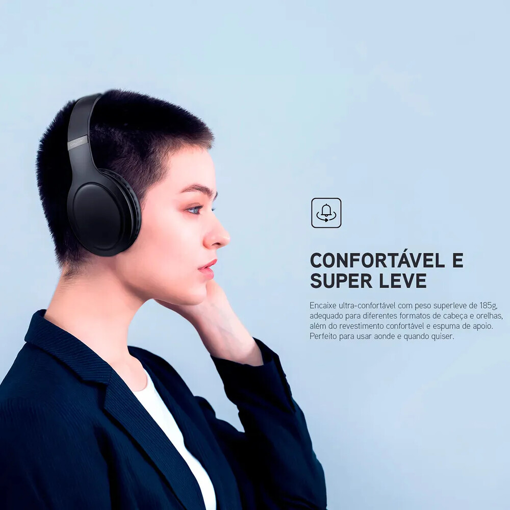 Fone De Ouvido Headphone Dapon H02D Bluetooth 5.1 Over-ear 22h Preto