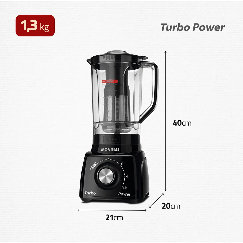 Liquidificador Turbo Power Mondial 550W - L-99 FB