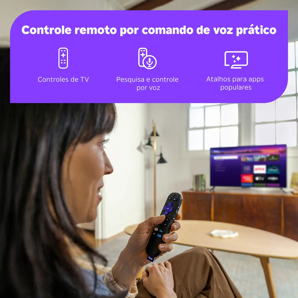 Roku Streaming Stick 2025 Para Tv Hd/fhd Controle Por Voz Preto De Voz 3ª geração 3840BR